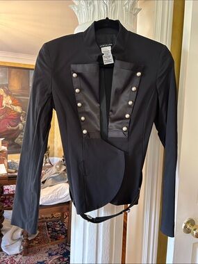 Black Military-Style Fitted Blazer